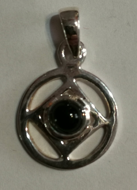 Silver pendant, NA service symbol medium, with gemstone