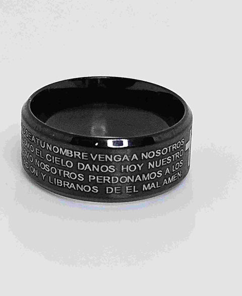 Ring mit dem "Vater unser" auf spanisch und eine Kreuz